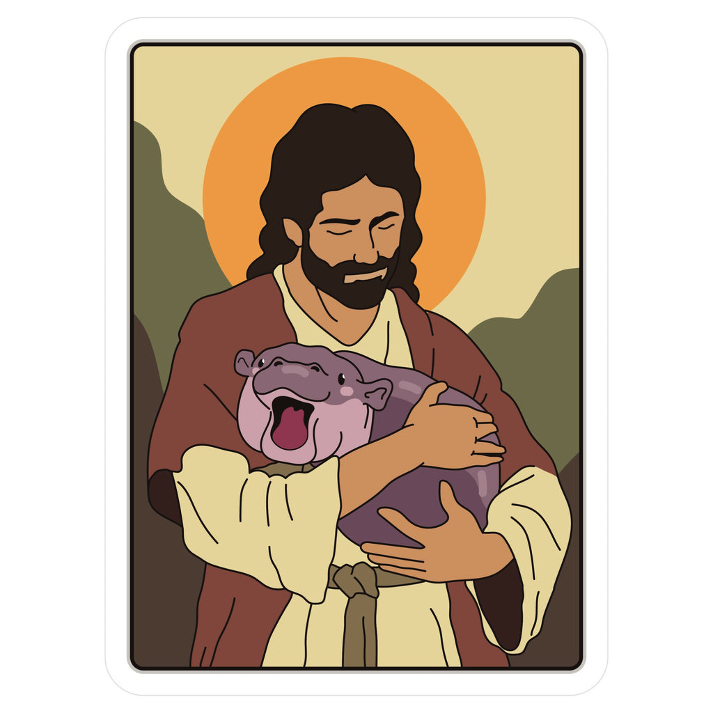 Moo Deng Jesus Sticker