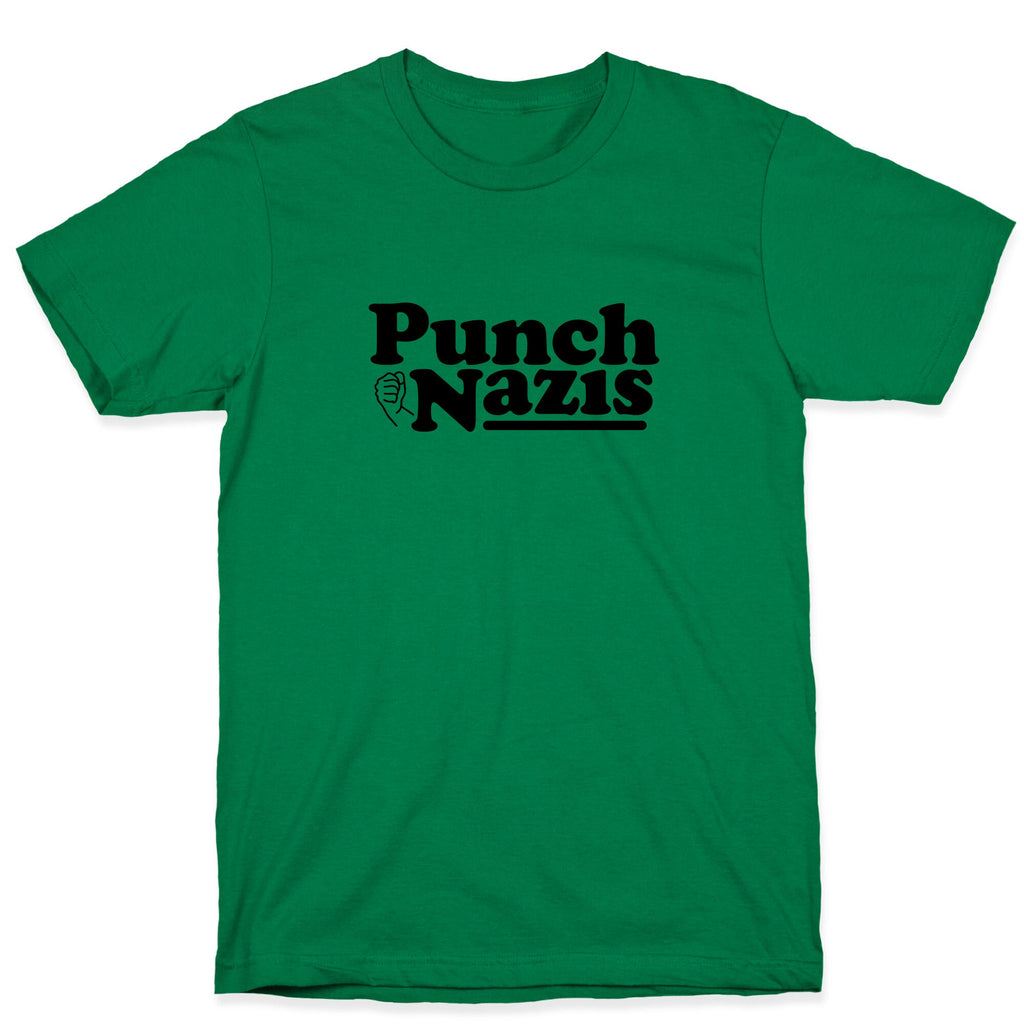 Punch Nazis Black Text T-Shirt