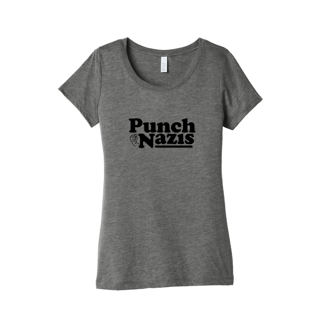 Punch Nazis Black Text Womens Triblend Tee