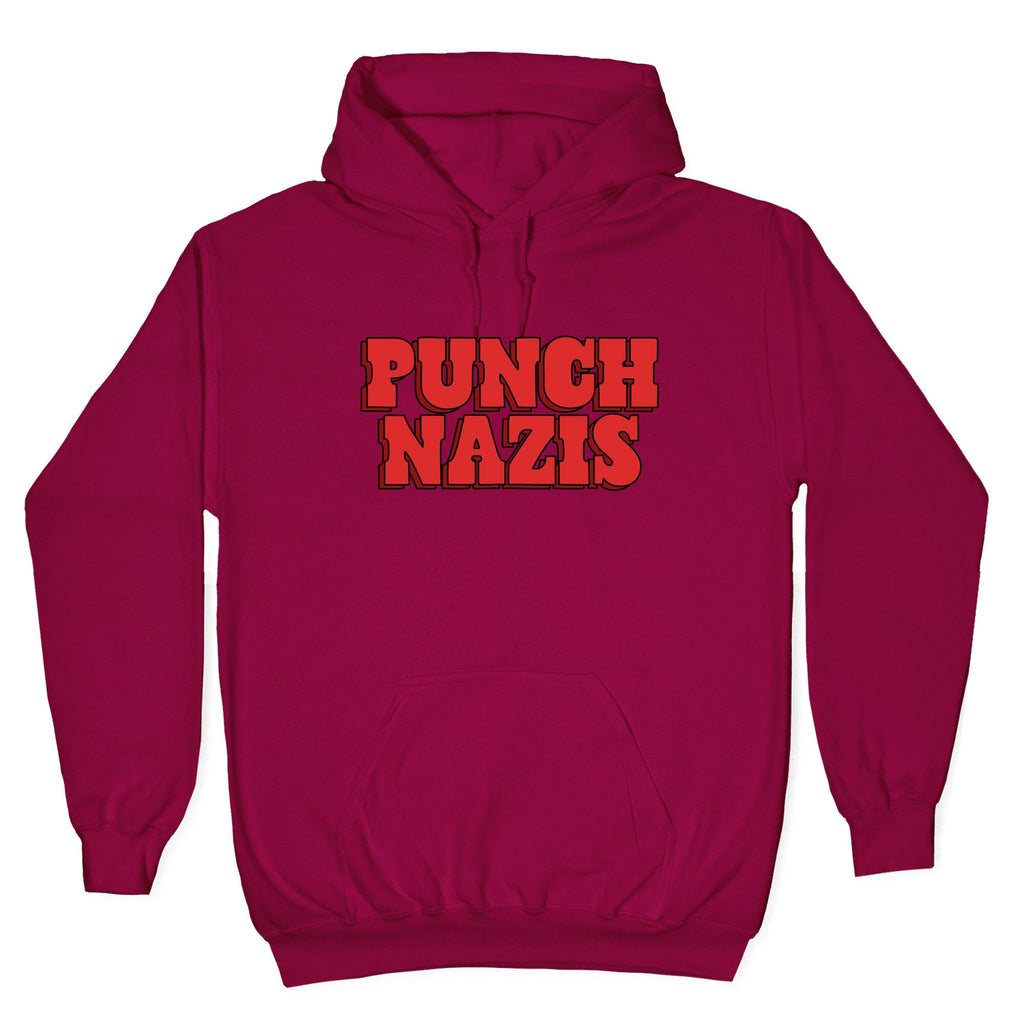 Punch Nazis Red Text Hoodie