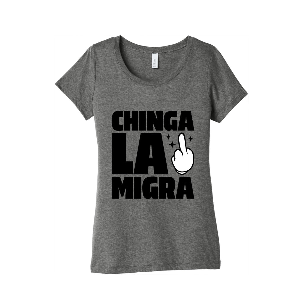 Chinga La Migra Finger Womens Triblend Tee