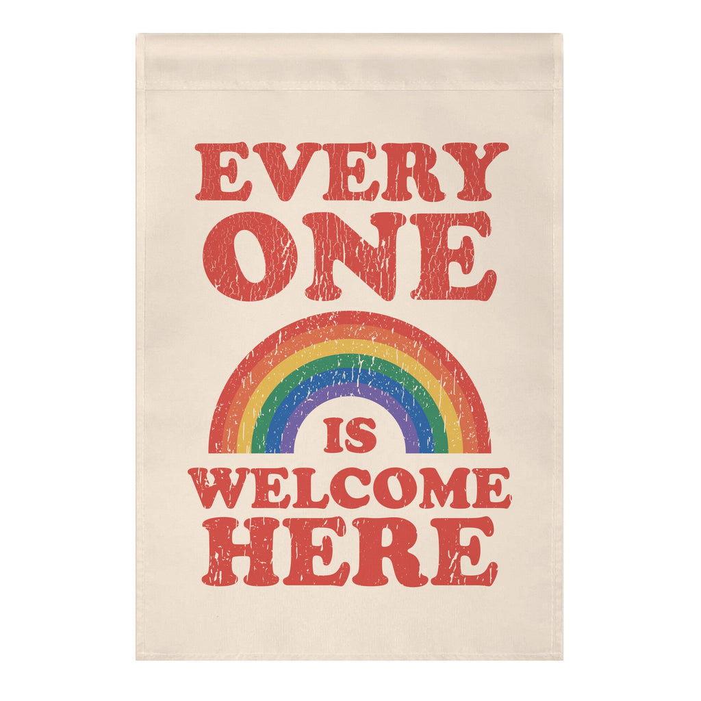 Everyone Is Welcome Here Rainbow Garden Flag