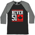 Never 51 Elbows Up Baseball Tee
