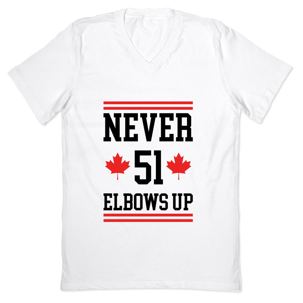 Elbows Up Never 51 V-Neck