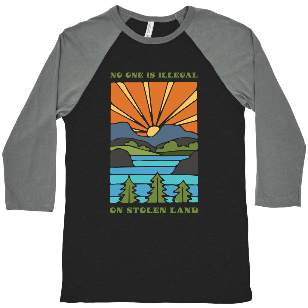 No One Is Illegal On Stolen Land Baseball Tee