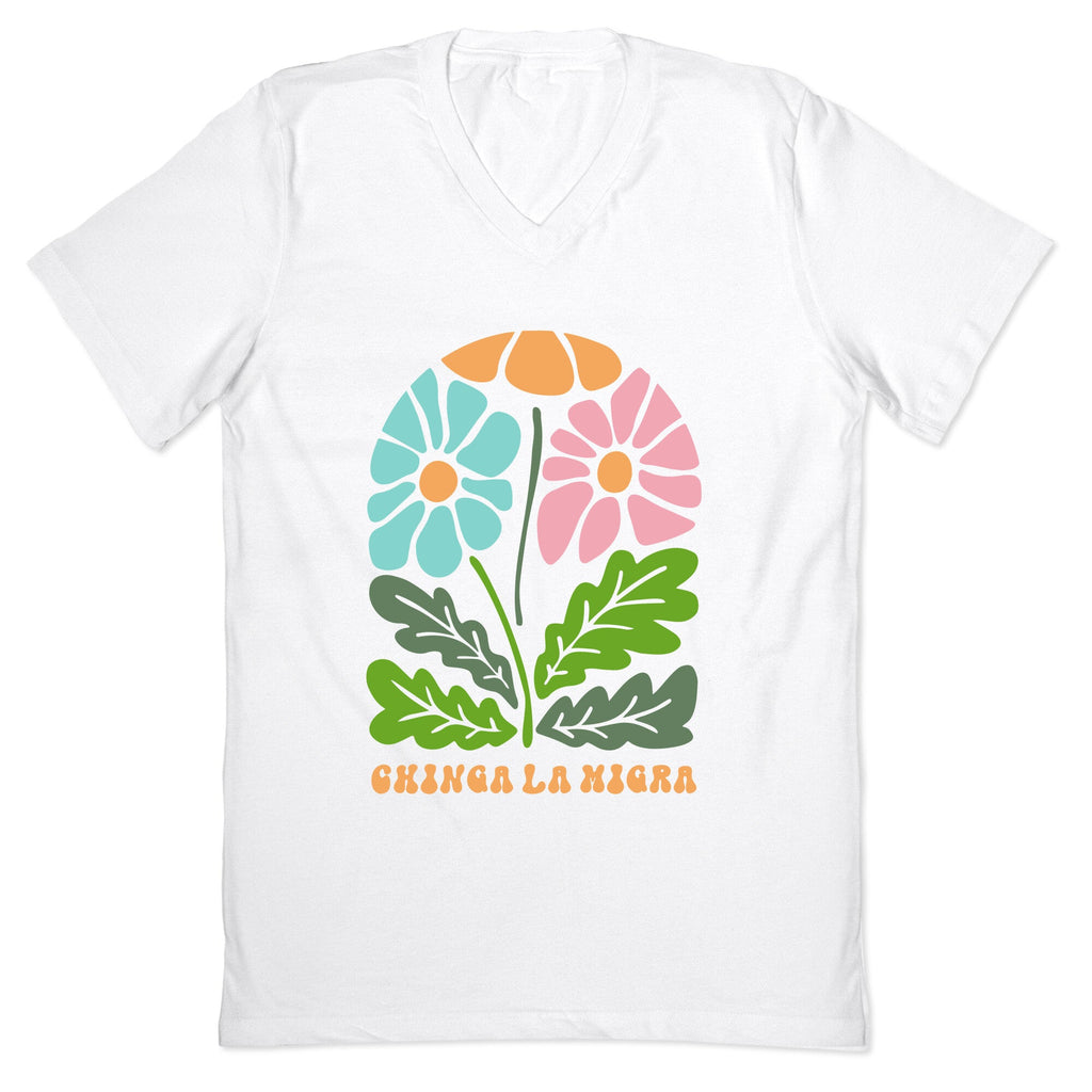 Chinga La Migra Flower V-Neck