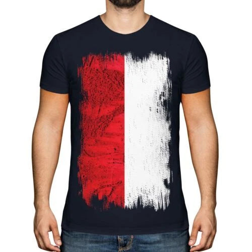 MONACO GRUNGE FLAG MENS T-SHIRT TEE TOP MONÉGASQUE FOOTBALL MONACAN GIFT SHIRT
