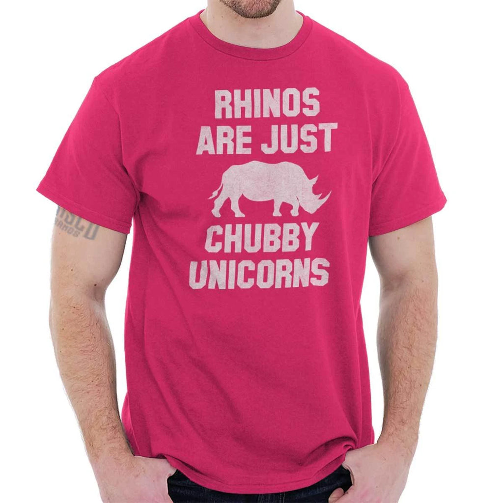 Rhinos Are Just Chubby Unicorns Magical Cute Womens or Mens Crewneck T Shirt Tee