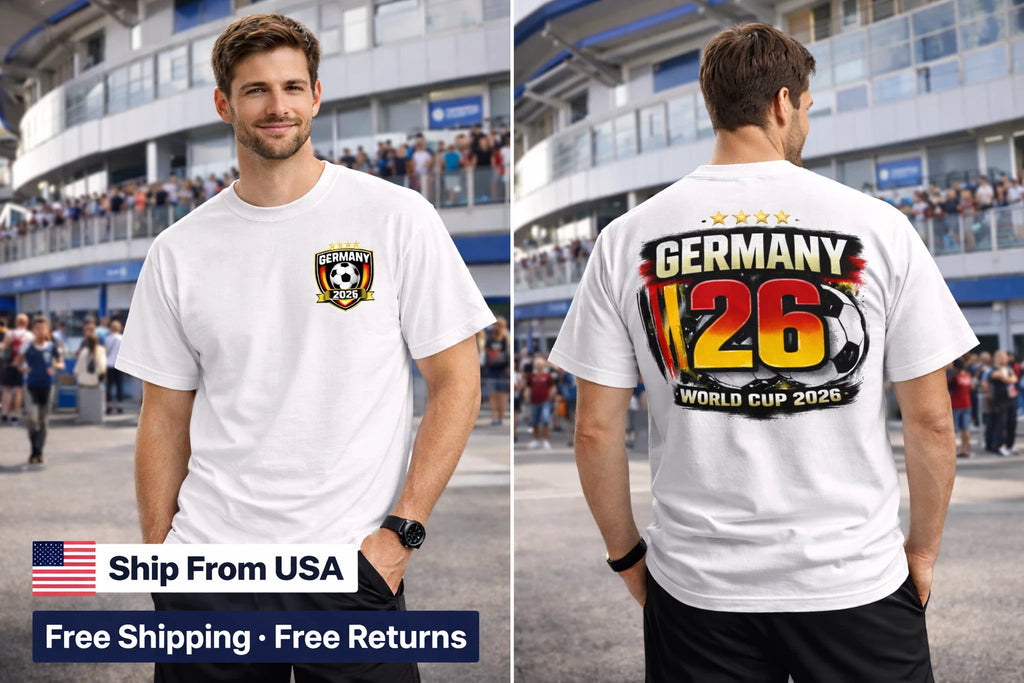 Germany Soccer T-Shirt World Cup 2026 Fan Tee Front & Back Print Graphic Shirt