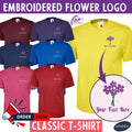 Personalisiert Bestickt Boho Floral T-Shirt Lila Blume Logo Workwear Geschenk