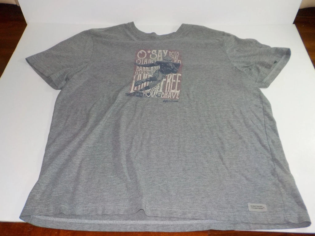 Life Is Good Mens XXL Crusher Tee Football Star Spangled Banner Gray shirt 0366
