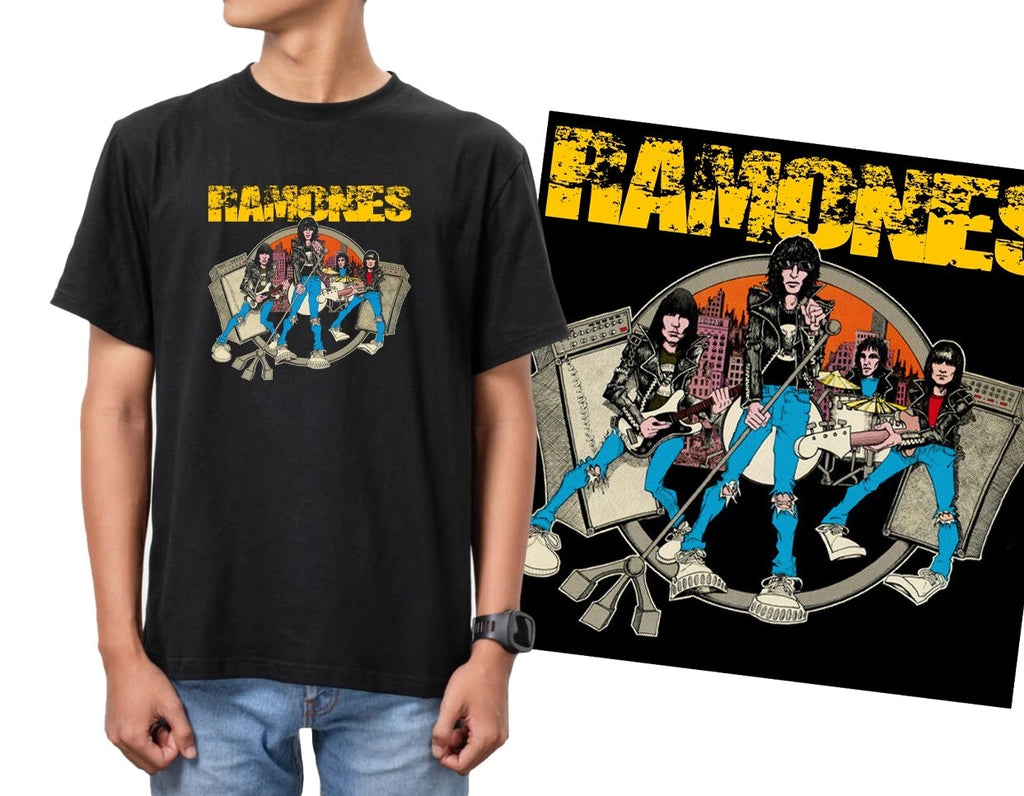 RAMONES punk rock band Black  T-Shirt 100% cotton round neck - Must have Tee