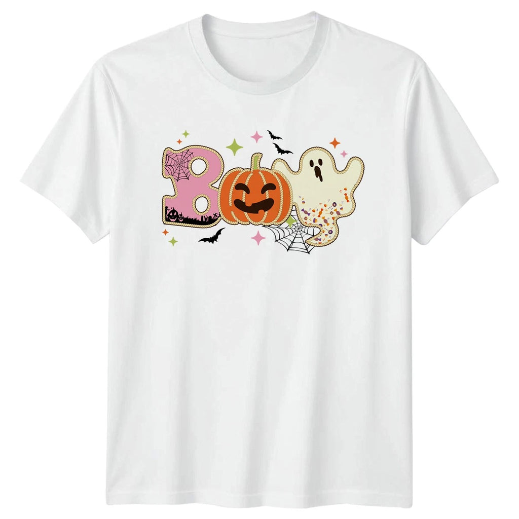 Boo Womens T-Shirt Cute Halloween Retro Boho Halloween Gift For Her