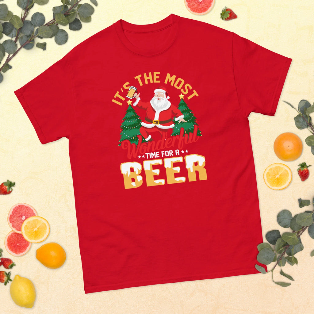 "Most Wonderful Time for a Beer" Funny Holiday Santa T-shirt