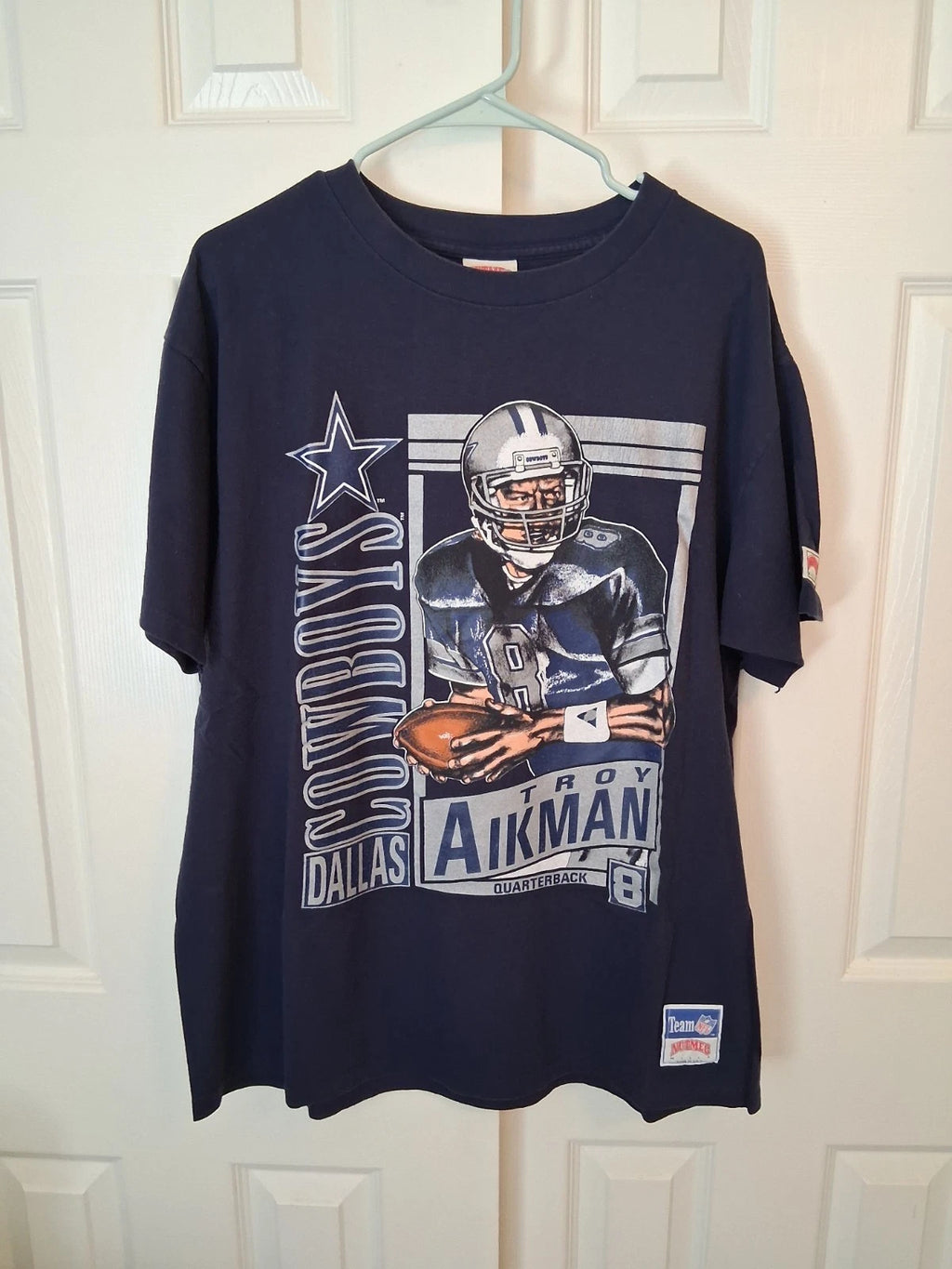 Dallas Cowboys Troy Aikman Vintage Nutmeg Mills T Shirt Navy Size XL 90s