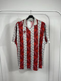 Vintage Lotto Calcio Jersey Geometric Football Shirt Red White Gray 90s XL