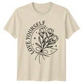 Love Yourself Moon Floral Boho T-Shirt Womens Graphic Top