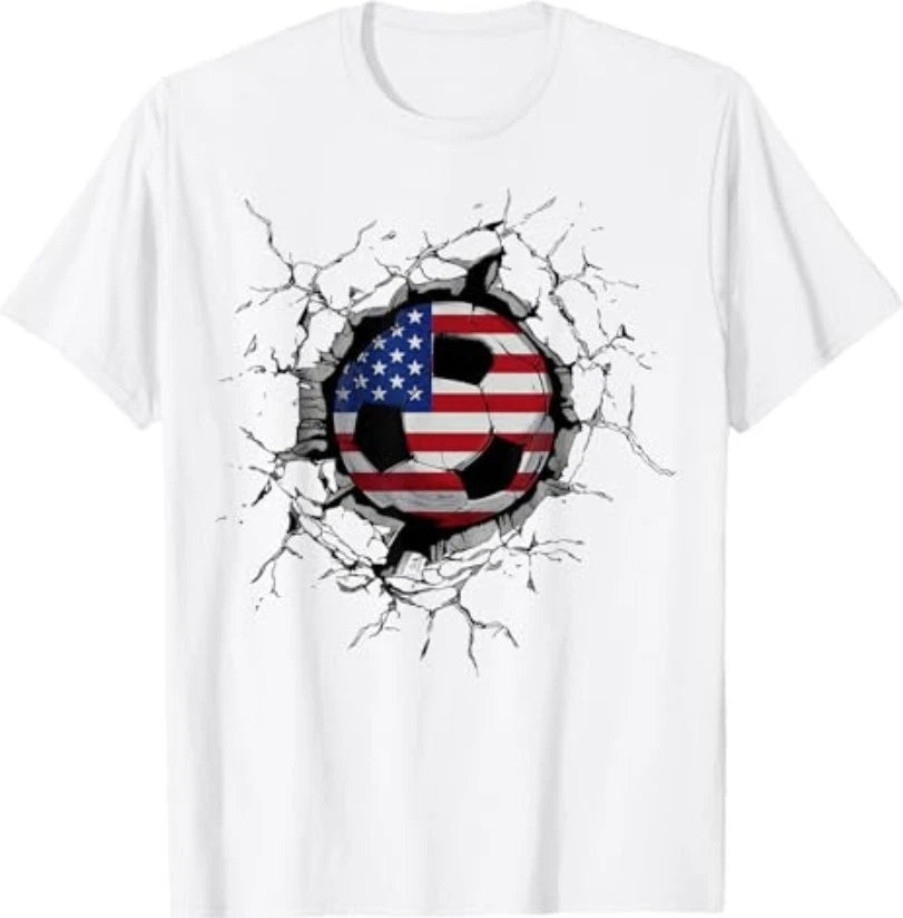 Vintage American Flag Soccer Ball USA Patriotic Men Women T-Shirt