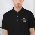 Declutter Minimalist Men's Embroidered Polo Shirt with white logo