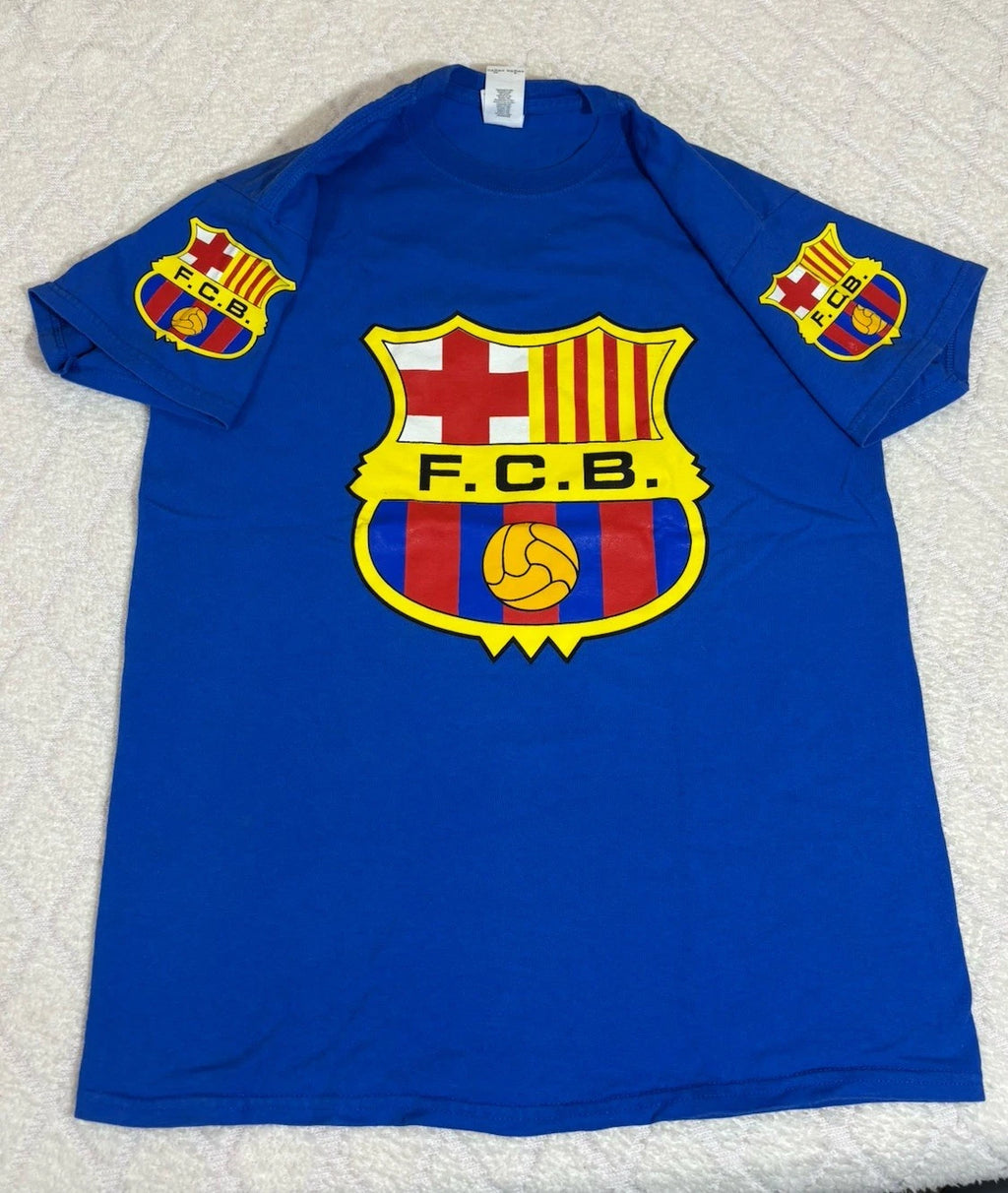Barcelona Football Club Spain Crest Logo 2 Sided Shirt Size M Gildan
