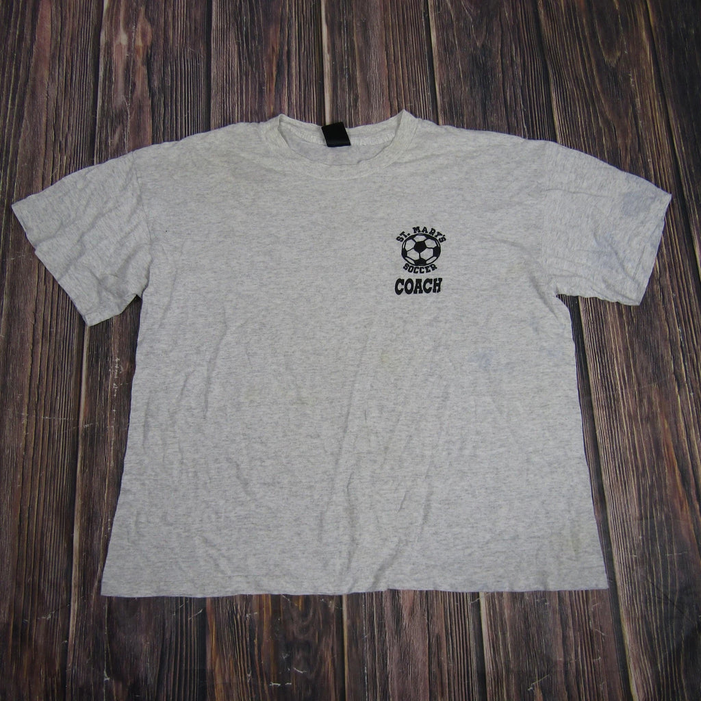 Vintage St Marys Soccer Coach Shirt Mens Extra Large Gray Athletic College 90s