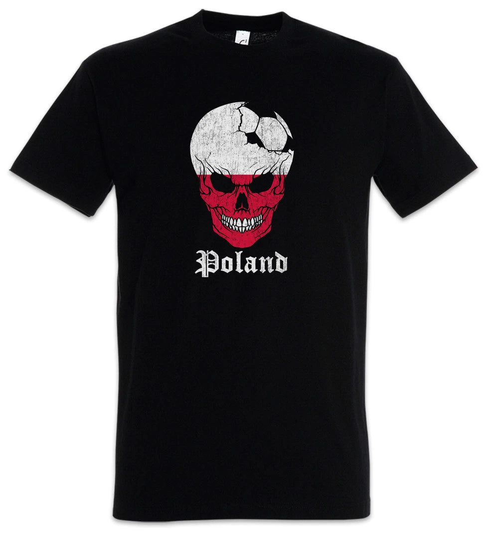 Poland Football Skull I T-Shirt polish Soccer Flag Banner World Championship