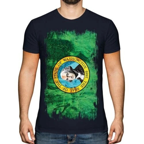 WASHINGTON STATE GRUNGE FLAG MENS T-SHIRT TEE TOP WASHINGTONIAN SHIRT GIFT