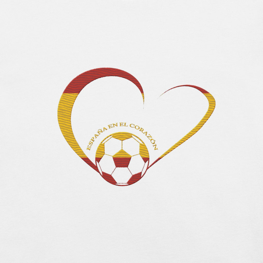 Soccer White Wet T-Shirt Spain Heart Embroided World Cup Premium Tee Shirt 2026