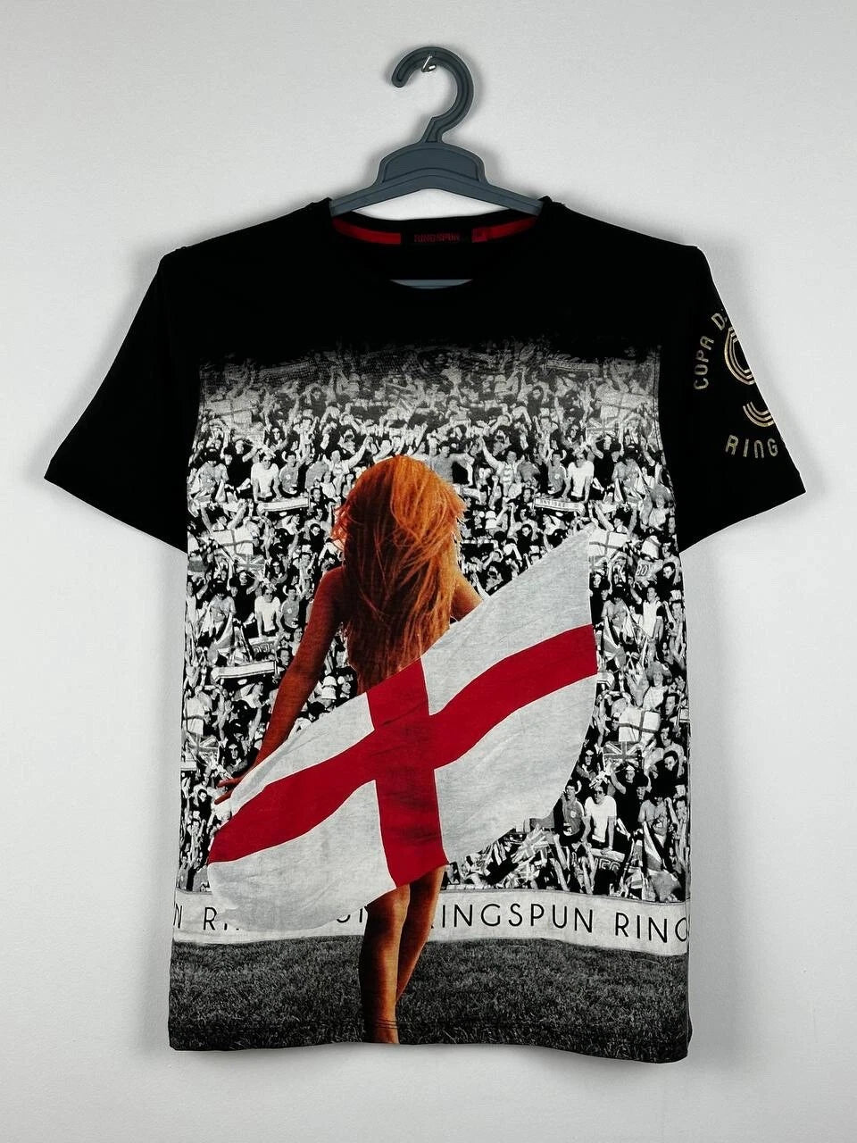 England Soccer Vintage Sexy Girl Ringspun T Shirt