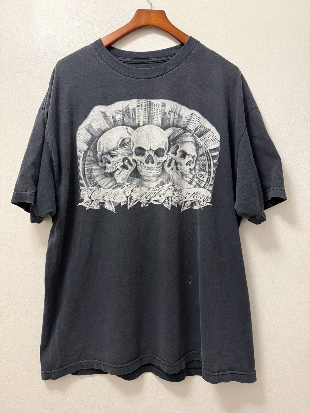 187 Inc SPEAK NO EVIL Skulls Black T Shirt Men’s 2XL Tee One Eight Seven Y2K