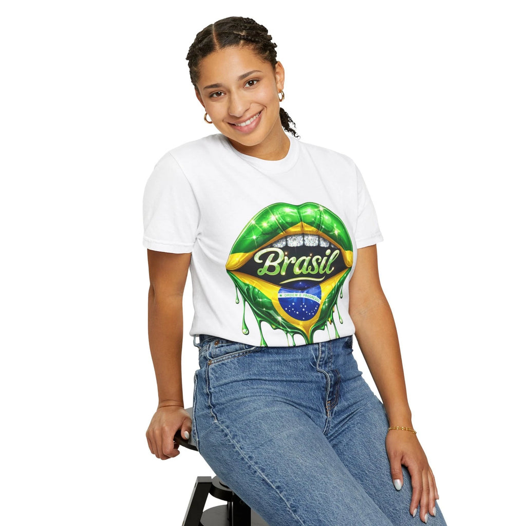 Brasil Flag Lip Drip T-Shirt | Brazilian Soccer Pride