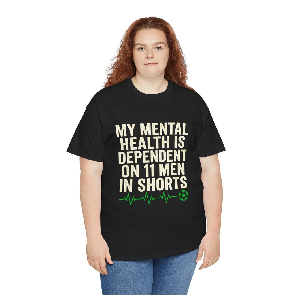 Funny Soccer Fan Mental Health Heartbeat Graphic Design, Premium Cotton Tee