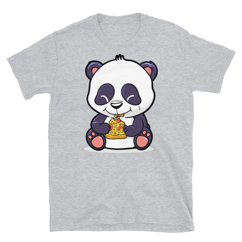 Panda Bear Eating Pizza Cute Kawaii Pepperoni Foodie Short-Sleeve Unisex T-Shirt
