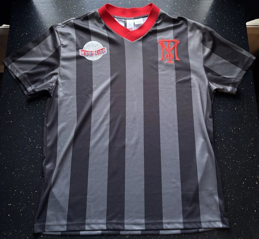 Scarface The World Is Yours Men’s V Neck Soccer S Style Jersey Black Gray Shirt