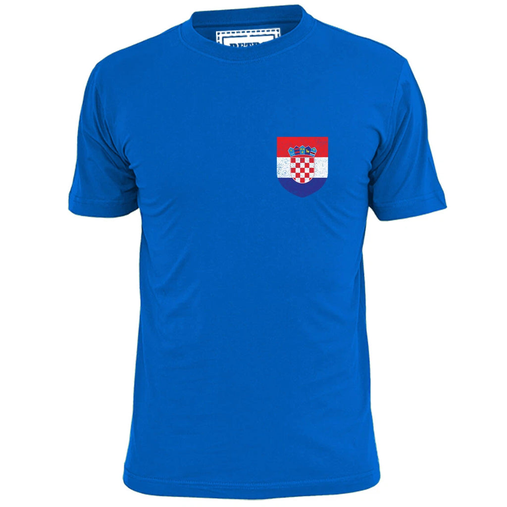 Mens Croatia Pocket Shield Badge Football T Shirt Soccer Footy