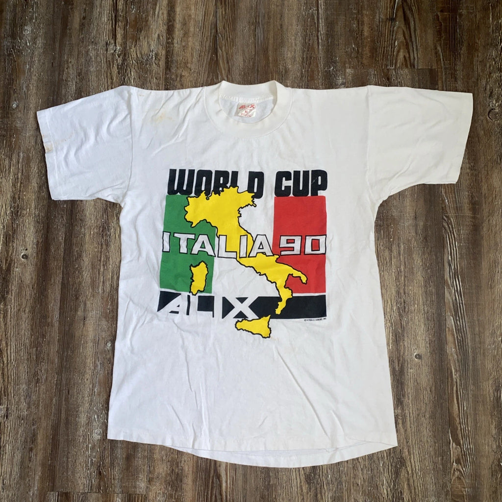Vintage 1990 Italia World Cup Soccer Futbol T Shirt Men's AL made in USA