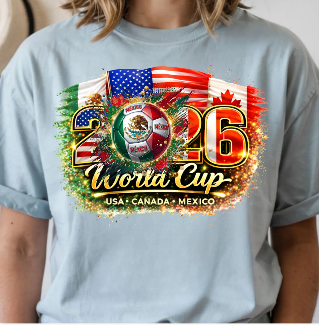 World Cup 2026 Soccer Fan Shirt USA Mexico Canada Flag Football Gift Tee Unisex