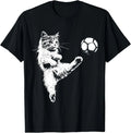 Funny Cat Soccer Ball Graphic T-Shirt