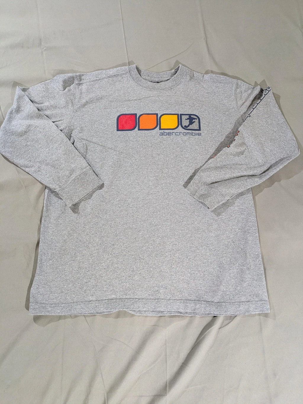 Vintage Abercrombie Athletics Shirt Boys LG Spell Out Soccer Heather Gray 90s