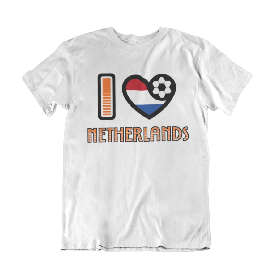 I LOVE NETHERLANDS Football T-Shirt 2026, Adults Kids Or Baby, World Cup Holland