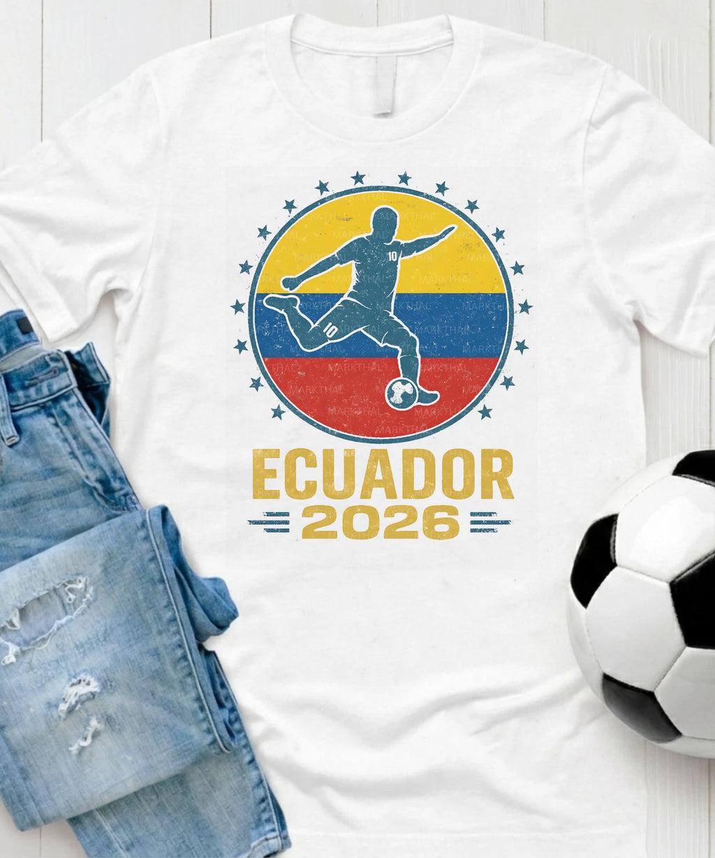Ecuador 2026 World Soccer TShirt Futbol Shirt Ecuadorian Flag Tee Gildan Unisex