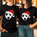 Christmas Football Soccer Ball Santa Hat Matching Couple Shirt Xmas Gift T-5299