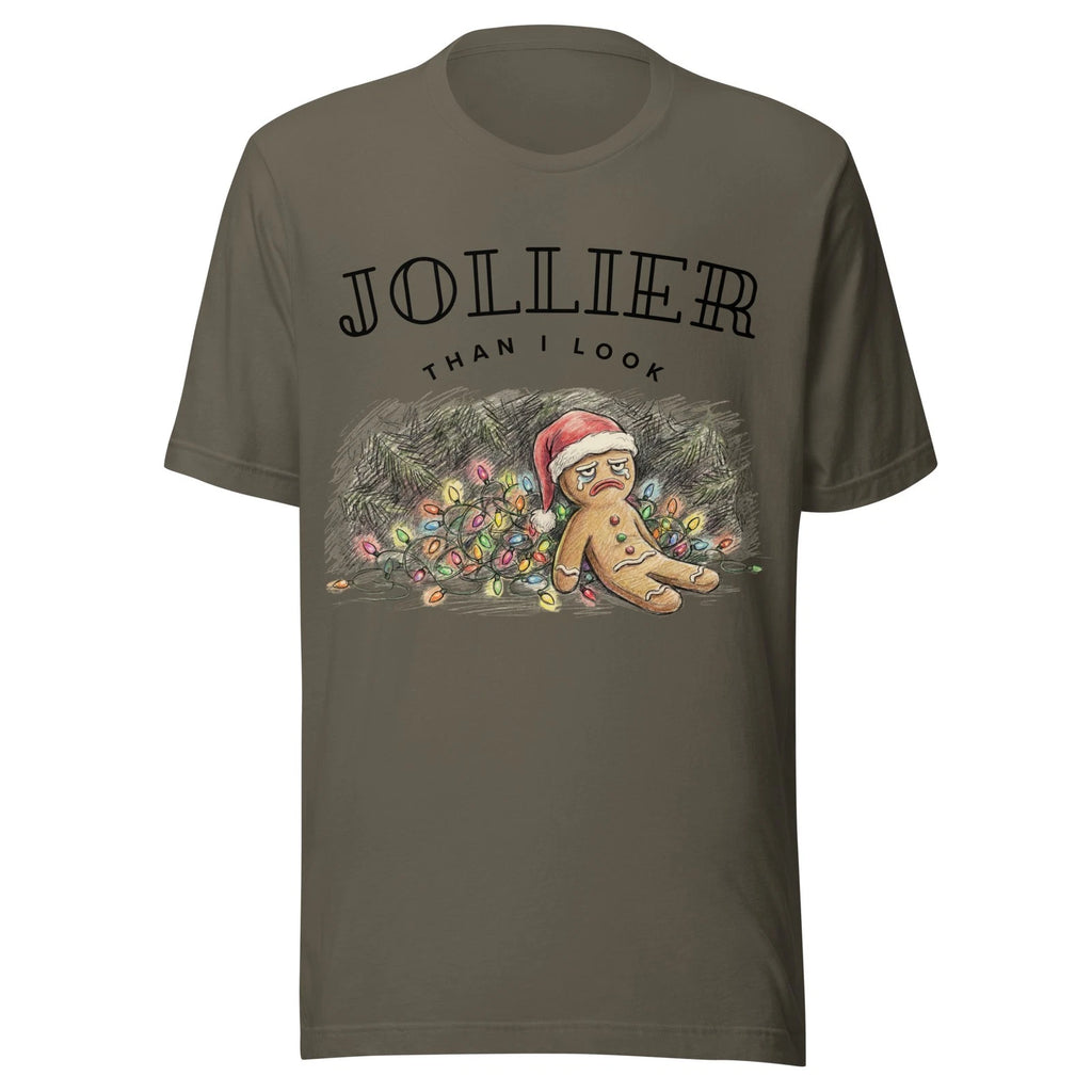 Jollier Than I Look Funny Grumpy Christmas T-Shirt Unisex