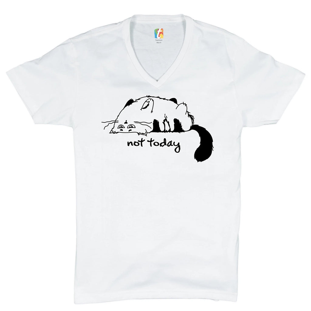 Lazy Kitty Not Today V-Neck T-shirt Kitten Cat Lovers Funny Tee