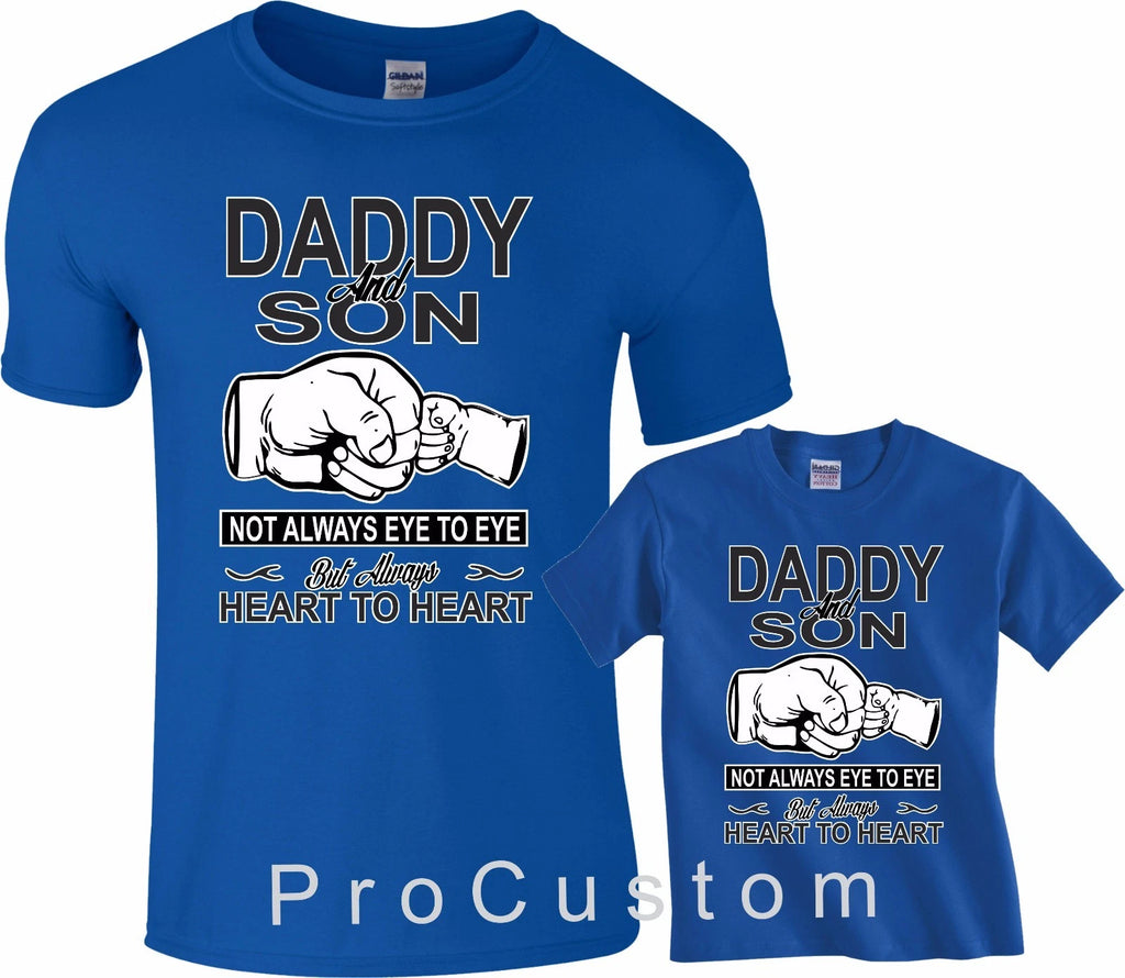 DAD AND SON HAND BY HAND HEART LOVE FATHER'S DAY FUNNY CUTE T-Shirt S-4XL