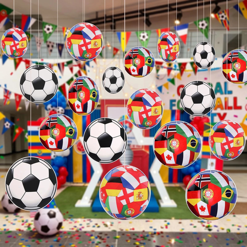 24 Pcs Large Soccer Hanging Decorations 12 Inch Soccer Party Banners Garland ...