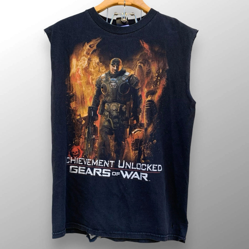 2007 Gears Of War Promo T-Shirt Size M Chopped Faded Distressed Grunge Thrashed