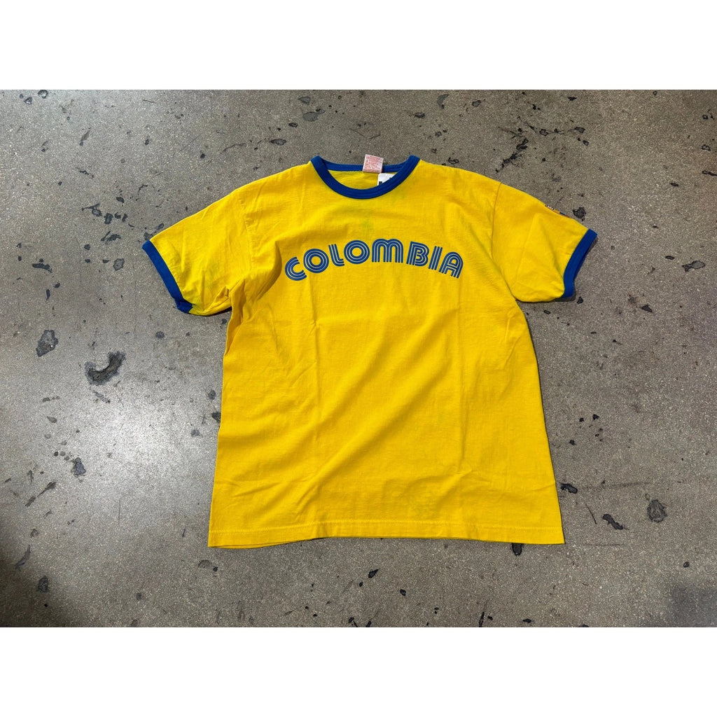 Colombia Soccer Jersey Ringer Tee - Yellow Size Medium