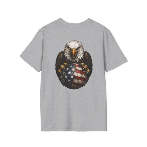 American Eagle Soccer Ball T-Shirt USA Flag Patriotic Football Tee Back Print