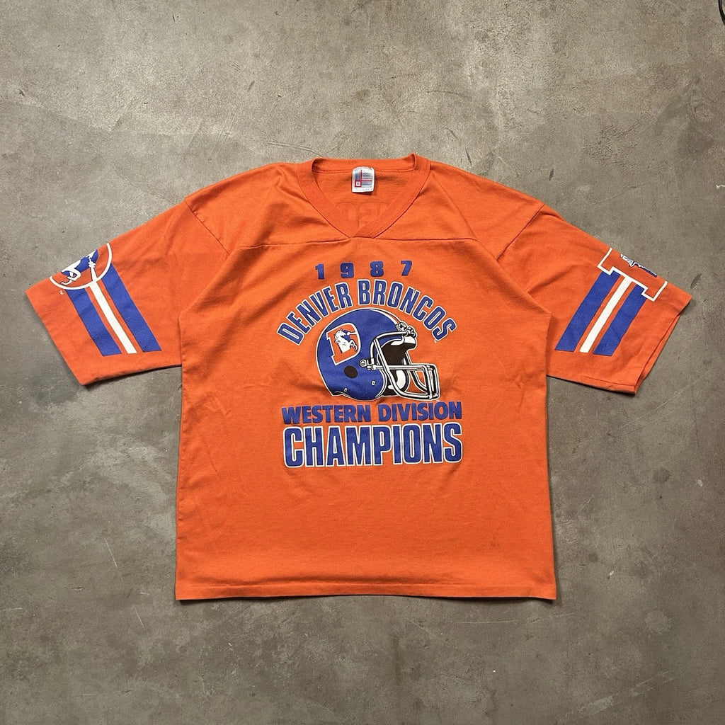 Vtg 1987 Broncos Western Conference Champs Jersey Style T-shirt Men’s XL